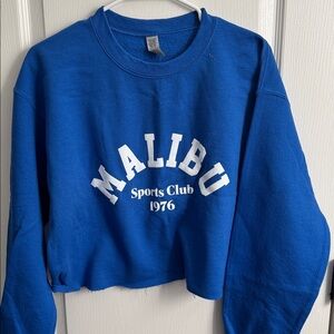 Blue Malibu Sports Club Cropped Sweatshirt